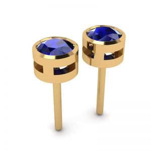 Sapphire Stud Earrings in Yellow Gold - Photo 2