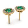 Emerald Stud Earrings with Detachable Diamond Halo Jacket Yellow Gold, Image 3