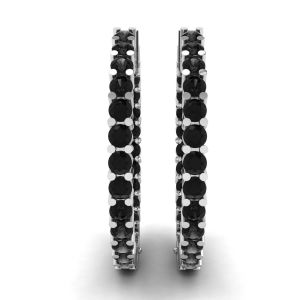 Black Diamond Hoop Earrings  - Photo 2