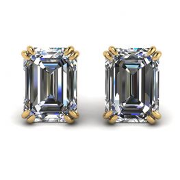 Emerald Cut Diamond Stud Earrings Yellow Gold Emerald Cut Diamond Stud Earrings Yellow Gold