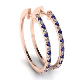 Hoop Sapphire and Diamond Earrings Rose Gold Hoop Sapphire and Diamond Earrings Rose Gold