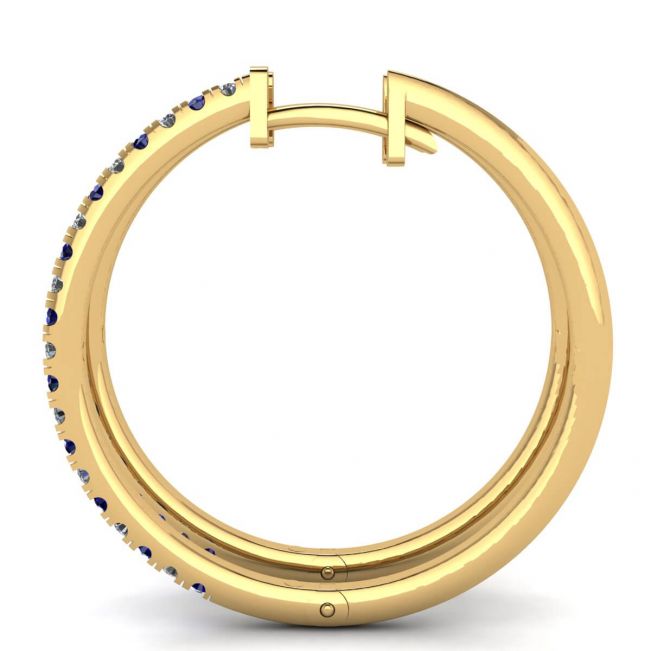 Hoop Sapphire and Diamond Earrings Yellow Gold - Photo 1