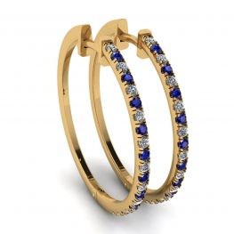 Hoop Sapphire and Diamond Earrings Yellow Gold Hoop Sapphire and Diamond Earrings Yellow Gold