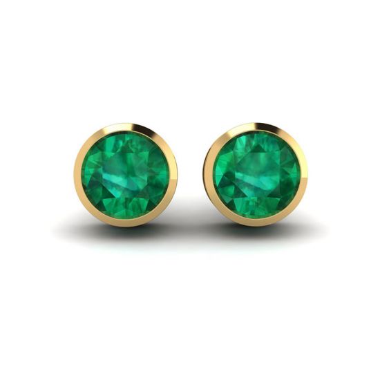 Emerald Stud Earrings in Yellow Gold, Image 1