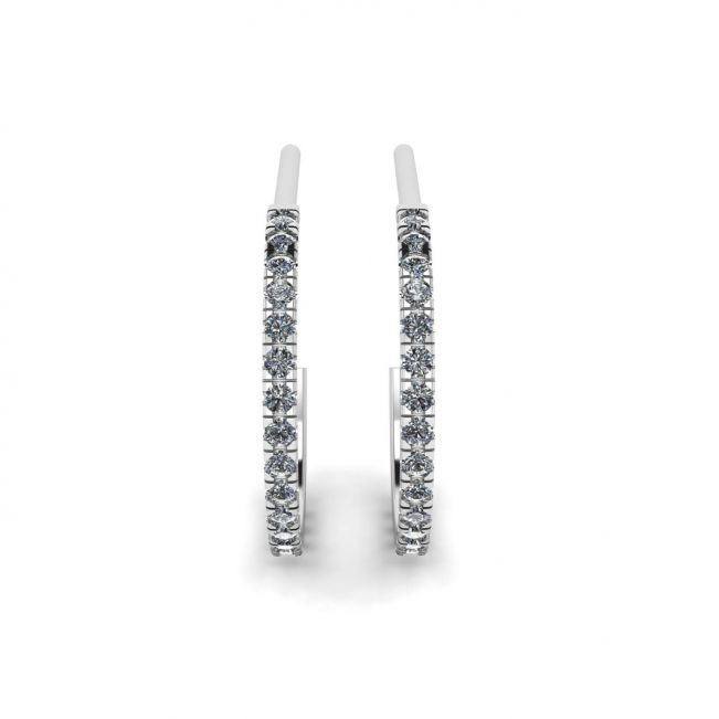 Hoop Earrings with Diamonds in White Gold - Photo 1