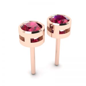Ruby Stud Earrings in  Rose Gold - Photo 2