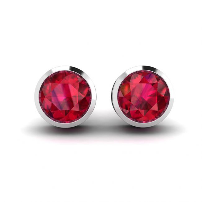 Ruby Stud Earrings in White Gold