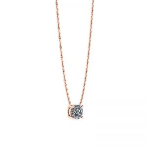 Classic Solitaire Diamond Necklace on Thin Chain Rose Gold - Photo 1