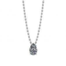 Pear Diamond Solitaire Necklace on Thin Chain
