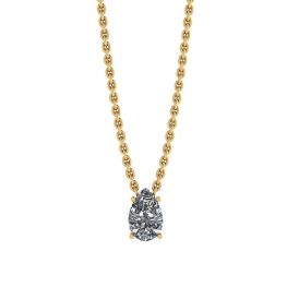 Pear Diamond Solitaire Necklace on Thin Yellow Chain