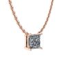 Princess Diamond Solitaire Necklace on Thin Chain Rose Gold, Image 2