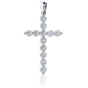 Cross Necklace with 12 diamonds in 18K White Gold