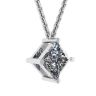 Rhombus Princess Cut Diamond Solitaire Necklace White Gold, Image 2