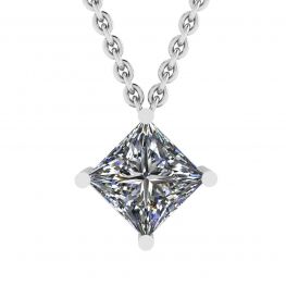 Rhombus Princess Cut Diamond Solitaire Necklace White Gold Rhombus Princess Cut Diamond Solitaire Necklace White Gold