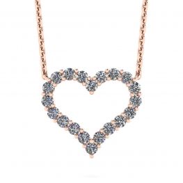 Diamond Heart Necklace in 18K Rose Gold