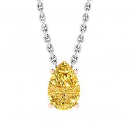 Pear Shaped Fancy Yellow Diamond Chain Necklace Rose Gold Pear Shaped Fancy Yellow Diamond Chain Necklace Rose Gold