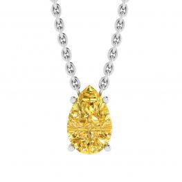 Pear Shaped Fancy Yellow Diamond Chain Necklace White Gold Pear Shaped Fancy Yellow Diamond Chain Necklace White Gold