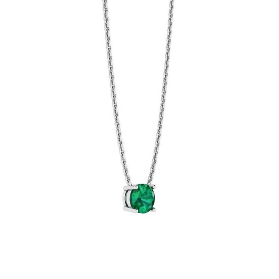 1/2 carat Round Emerald on White Gold Chain,  Enlarge image 2