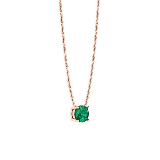 1/2 carat Round Emerald on Rose Gold Chain,  Enlarge image 2