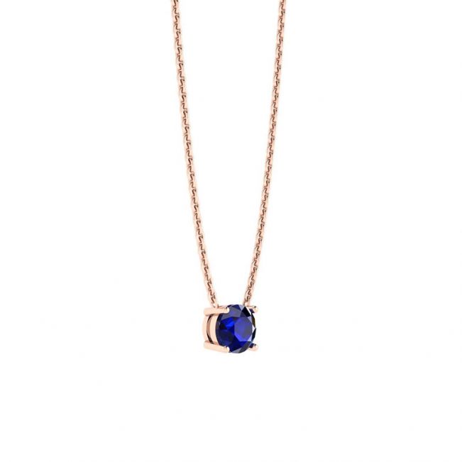 1/2 carat Round Sapphire on Rose Gold Chain - Photo 1