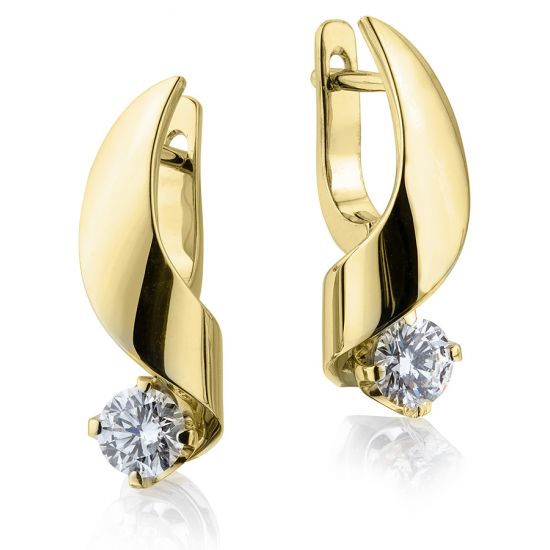 Small Earrings with 4.5 mm Diamond - Ruban Collection,  Enlarge image 3