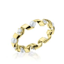 Ring with diamonds and Sea Pearls Yellow Gold - Ruban Collection Ring with diamonds and Sea Pearls Yellow Gold - Ruban Collection