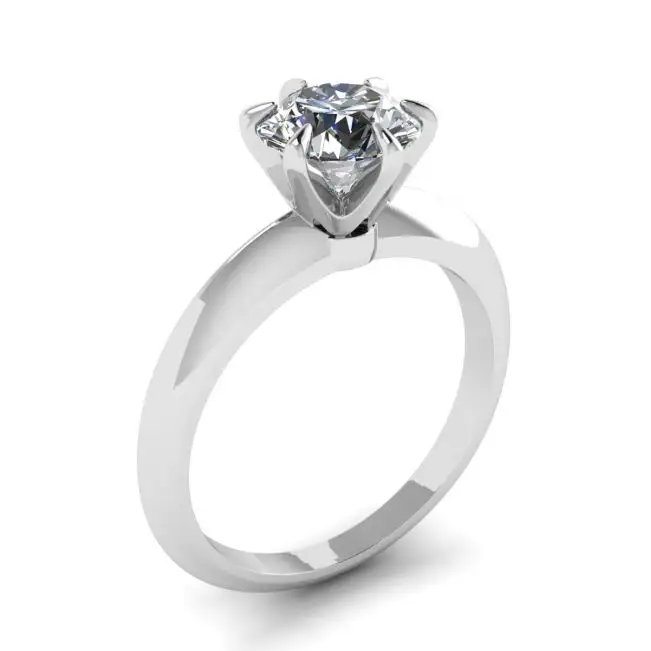 Round diamond 6-prong engagement ring in white gold - Photo 3