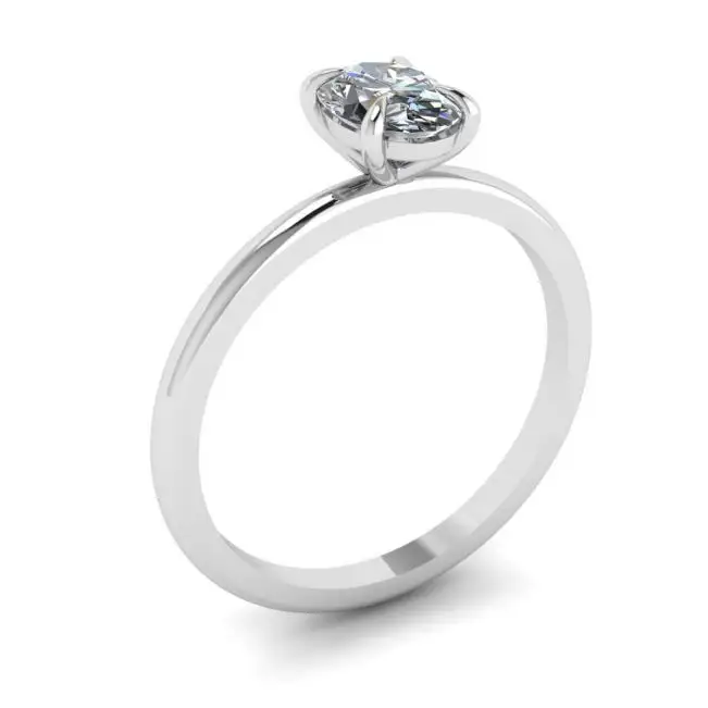 Classic Oval Diamond Solitaire Ring White Gold - Photo 3