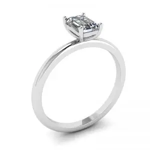 Emerald Cut Diamond Ring White Gold - Photo 3