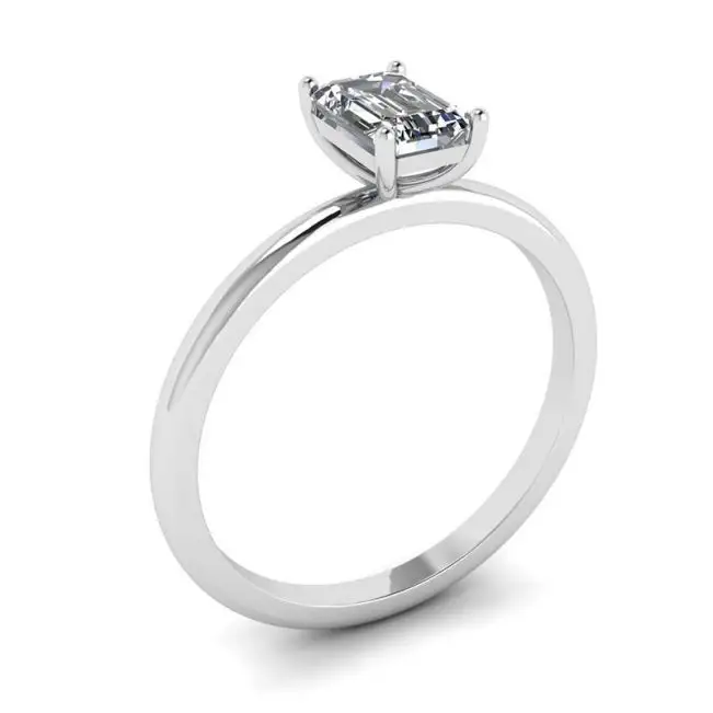 Emerald Cut Diamond Ring White Gold - Photo 3