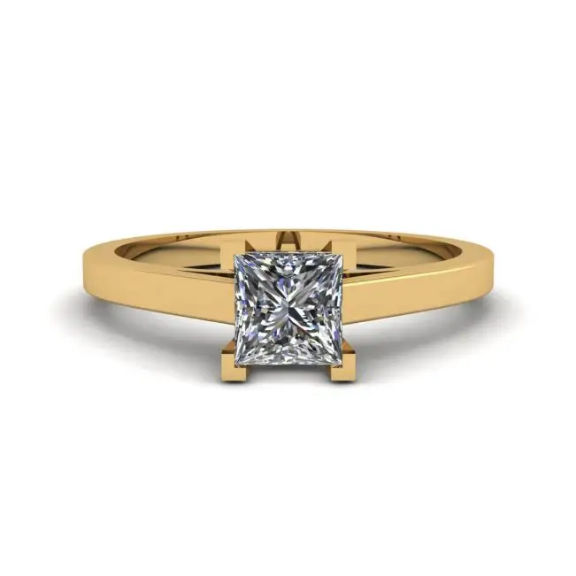 Princess Cut Diamond Ring in 18K Yellow Gold
