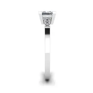 Princess Cut Diamond Ring with 3 Small Side Diamonds - Photo 2