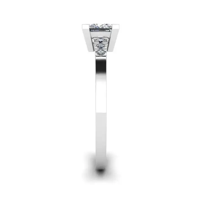 Princess Cut Diamond Ring with 3 Small Side Diamonds - Photo 2