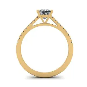 Princess Cut Scalloped Pave Engagement Ring Yellow Gold - Photo 1