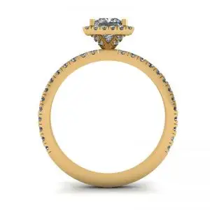 Princess-Cut Floating Halo Diamond Engagement Ring Yellow Gold - Photo 1