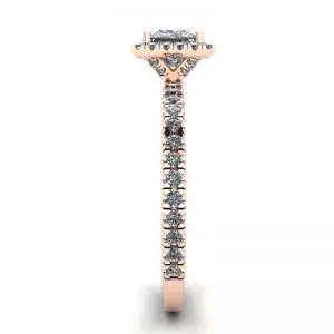 Princess-Cut Floating Halo Diamond Engagement Ring Rose Gold - Photo 2