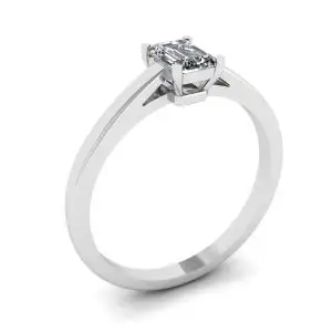 Classic Emerald Cut Diamond Solitaire Ring - Photo 3