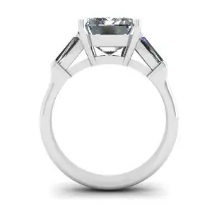 Three-Stone Emerald and Baguette Diamond Engagement Ring - Photo 1