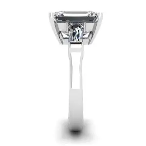 Three-Stone Emerald and Baguette Diamond Engagement Ring - Photo 2