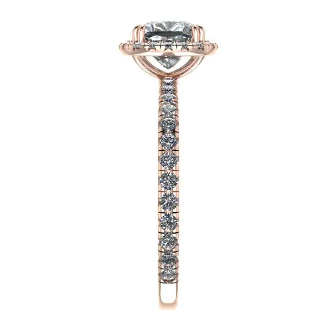 Cushion Diamond Halo Engagement Ring  Rose Gold - Photo 2