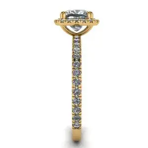 Cushion Diamond Halo Engagement Ring Yellow Gold - Photo 2