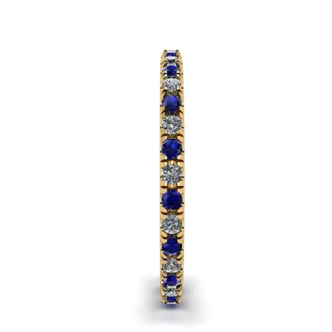 Riviera Pave Sapphire and Diamond Eternity Ring  Style Yellow Gold - Photo 2