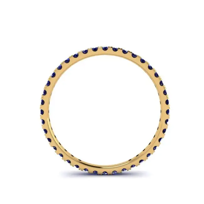 Riviera Pave Sapphire Eternity Ring Yellow Gold - Photo 1