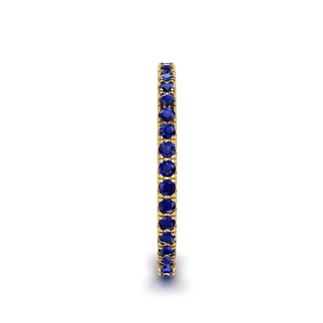 Riviera Pave Sapphire Eternity Ring Yellow Gold - Photo 2