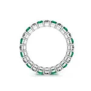 Classic 3 mm Emerald and Diamond Eternity Ring - Photo 1