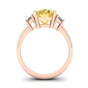 Oval Yellow Diamond with Side Half-Moon White Diamonds Rose Gold - Photo 1