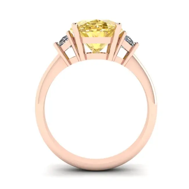 Oval Yellow Diamond with Side Half-Moon White Diamonds Rose Gold - Photo 1