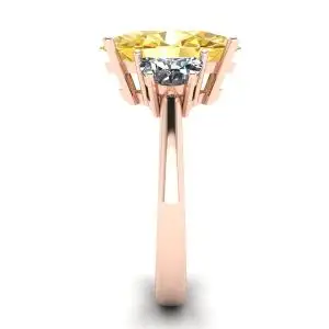 Oval Yellow Diamond with Side Half-Moon White Diamonds Rose Gold - Photo 2