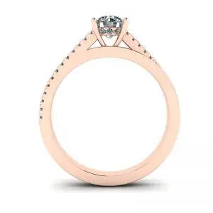 Asymmetrical Side Pave Engagement Ring Rose Gold - Photo 1