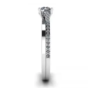 Asymmetrical Side Pave Engagement Ring White Gold - Photo 2